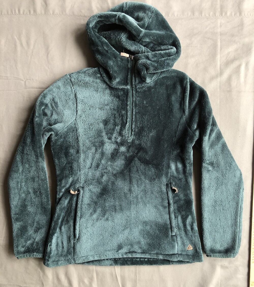 Gerry Women's M Plush Fleece Hoodie 1/2 Zip Pullover Green Soft Cozy Sherpa